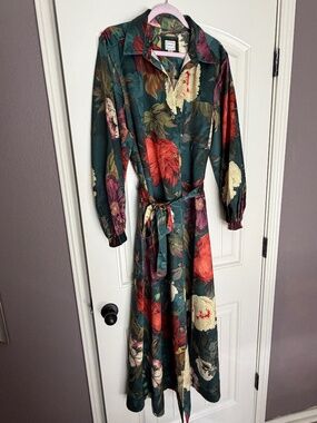 The Mona Silky Maxi Shirt Dress by Maeve XL Anthropologie
